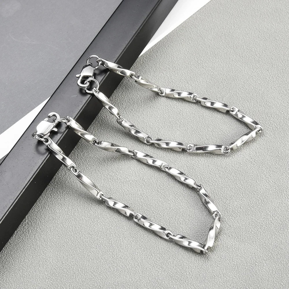 Stainless Steel Men Charm Bracelet Punk Vintage Twisted Woven Bangles for Women Fashion Casual Bracelets Bangle Chains Jewelry