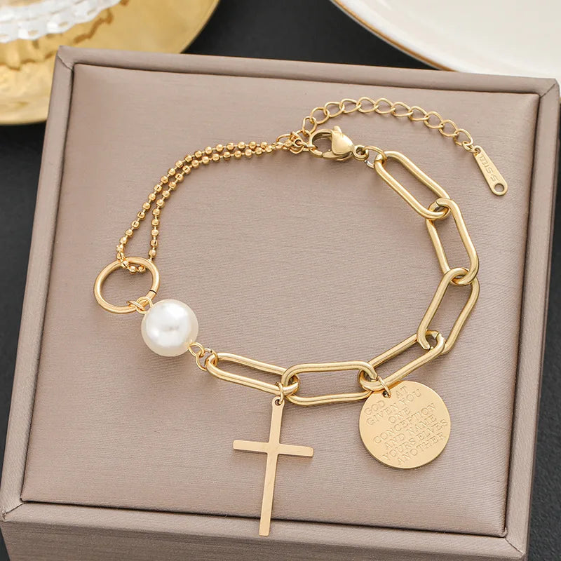316 Stainless Steel Butterfly Heart Belt Twist Multilayer Chain Bracelet For Women Jewelry Party Gifts Bijoux Pulsera