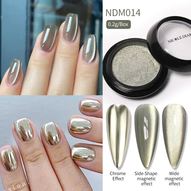 1 Box Red Cat Magnetic Powder Water Light Pink Cat Magnetic Effect Nail Chrome Pigment Dust Manicure New Year Nail Art Supplies