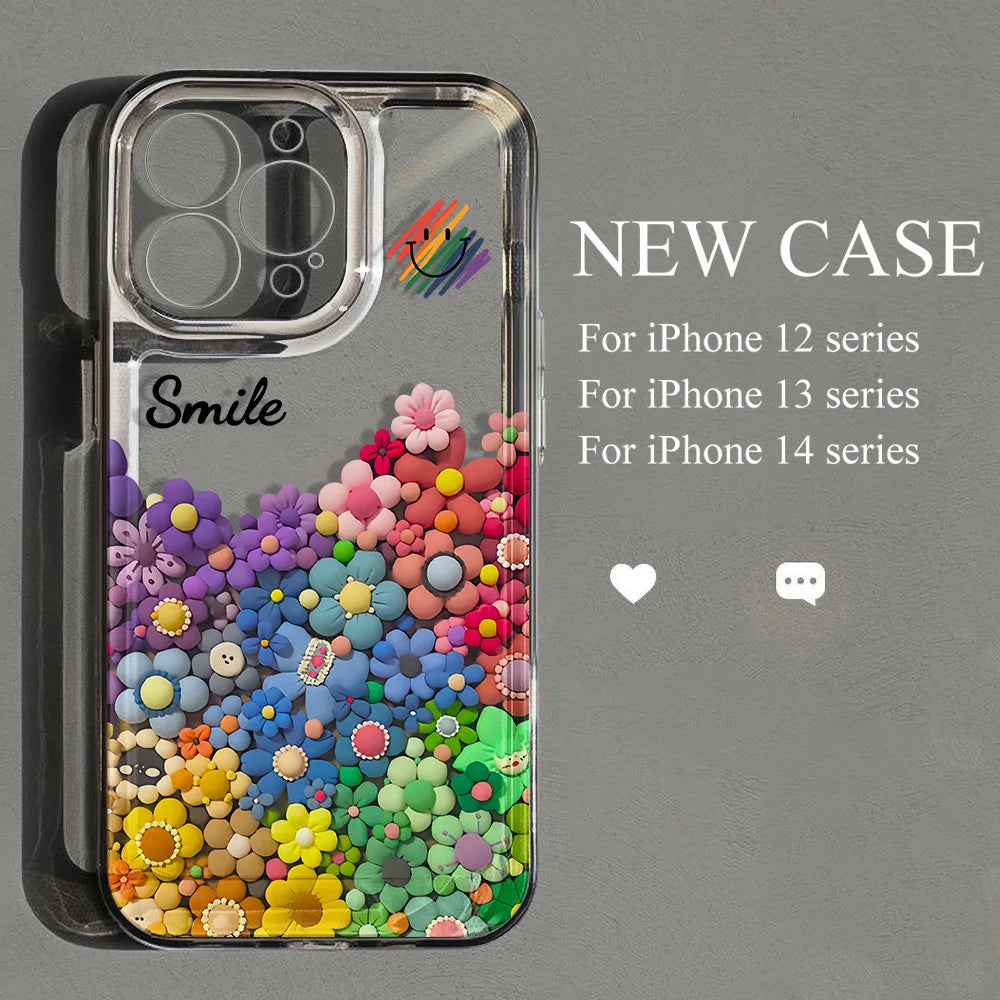 Soft TPU Flower Phone Case For iPhone 15 Pro Max Cases iPhone 14 Pro Max 11 13 12 X XR Xs 7 8 Plus SE 2020 15promax Funda Covers
