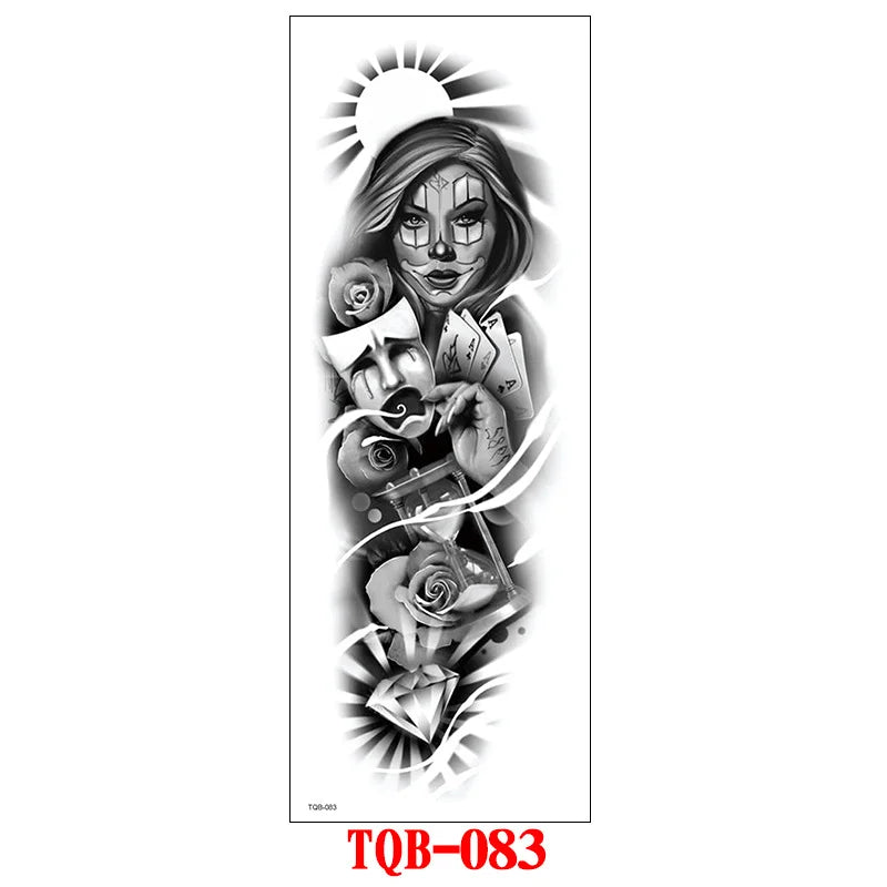Waterproof Temporary Tattoo Sticker Large Size Tattoo for Men Sleeve Clock Fake Tattoo for Women Girl Full Arm Tattoo Fake