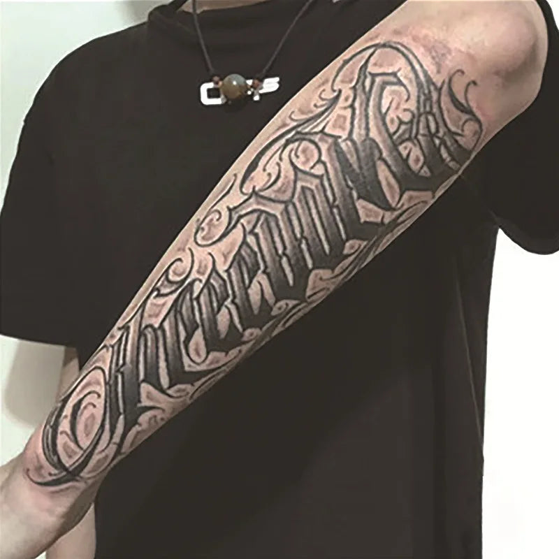 Long Lasting Temporary Tattoo Stickers Men Arm Sleeve Body Painting Juice Ink Fake Tattoo For Male Adult Semi Permanent Tattoos
