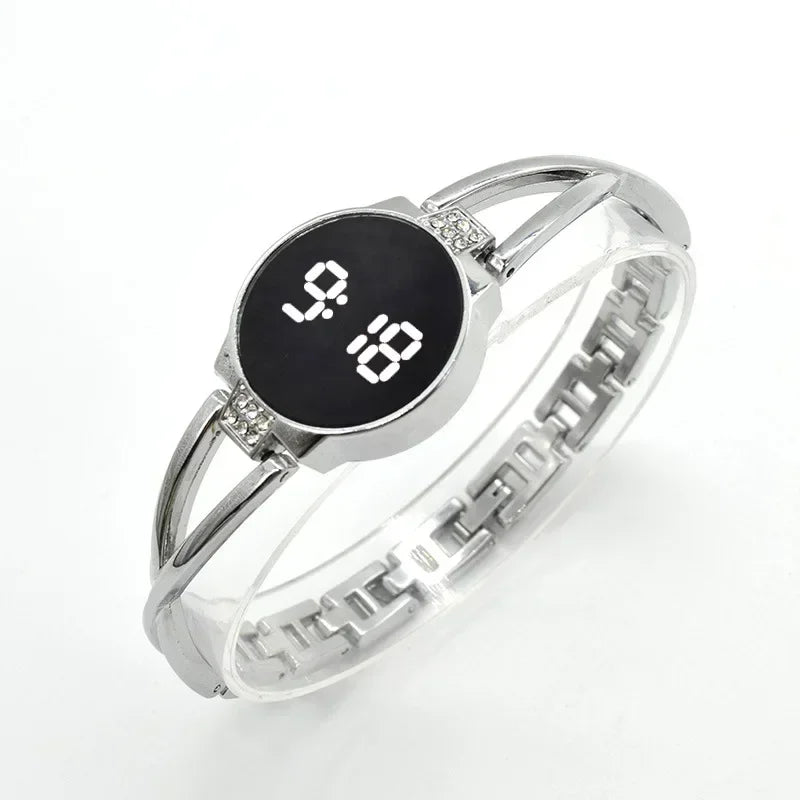 LED Fashion Watch for Women Bracelet Touch Screen Ladies Time Steel Band Electronic Student Ladies Simple Style Watches