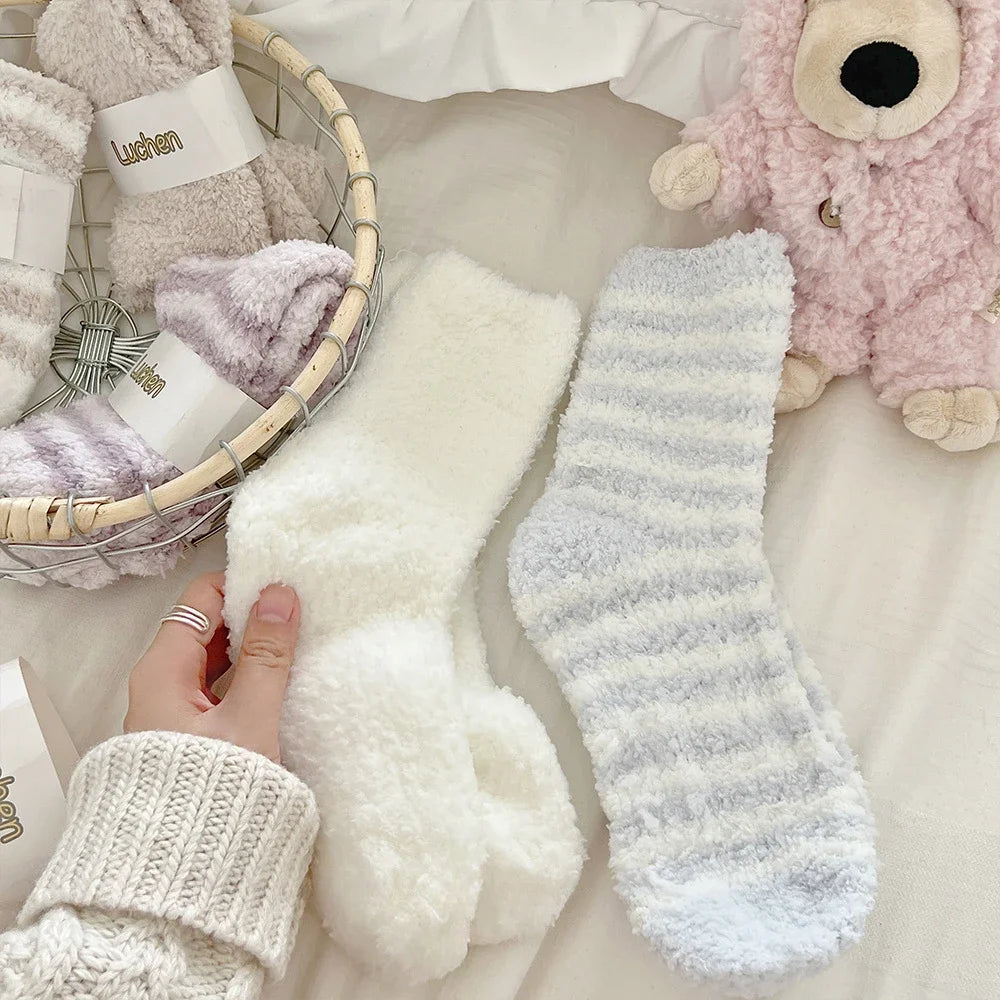 Women Fluffy Socks Thick Coral Velvet Winter Warm Home Indoor Floor Terry Towel Fuzzy Sock Woman Calcetines