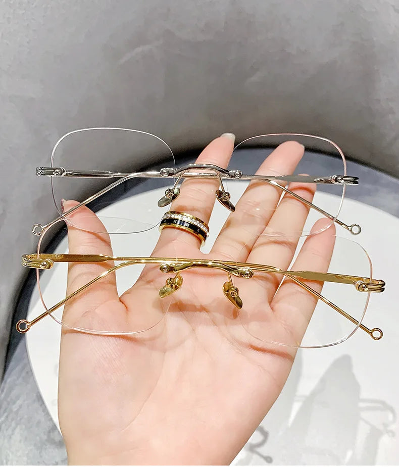 Unisex Fashion  Anti Blue Light Glasses Clear Glasses Computer Glasses YIBO Style Rimless Eyeglasses Plain Eyewear Face Decor