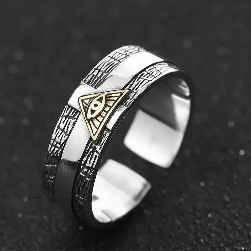 Punk Excalibur Open Ring Vintage Medieval Templar Shield Ring Men's Domineering Cool Trend Jewelry Gift