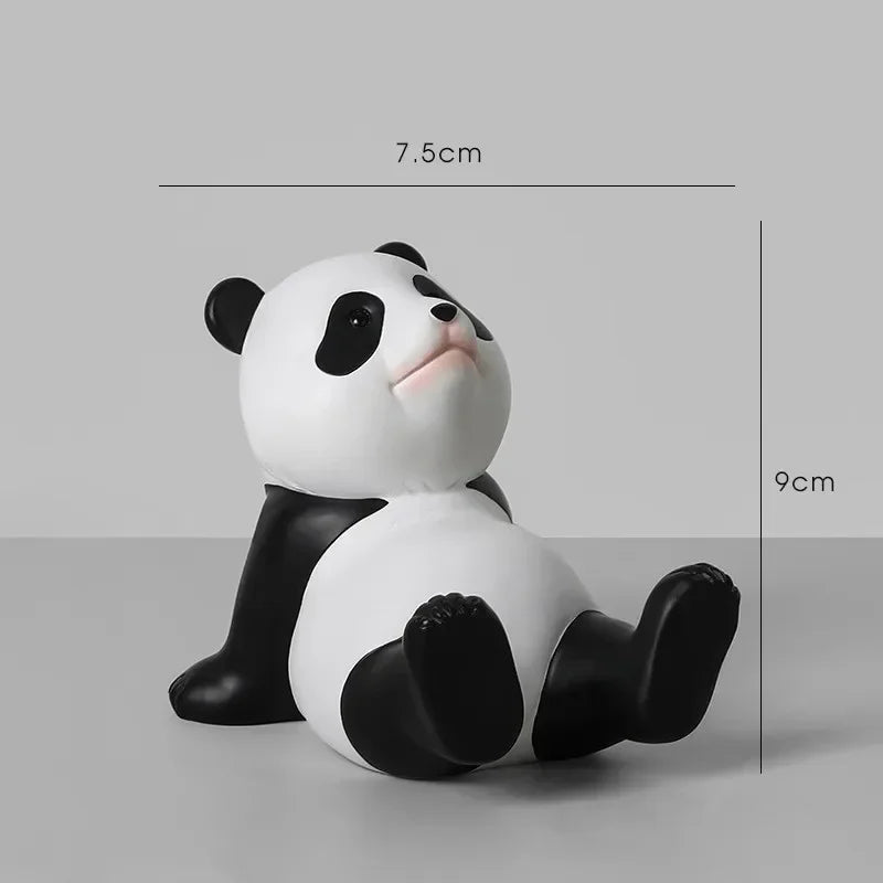 Cute Panda Phone Holder Cartoon Panda Mobile Phone Holder Universal Phone Bracket Panda Sculpture Statue Decor Resin Toy Gift