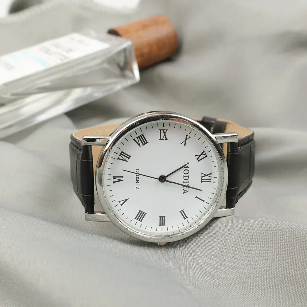 Men's Business Wrist Watch Luxury Leather Strap Analog Watches Ultra Thin Quartz Wristwatch Clock Men Women Casual Simple Watch