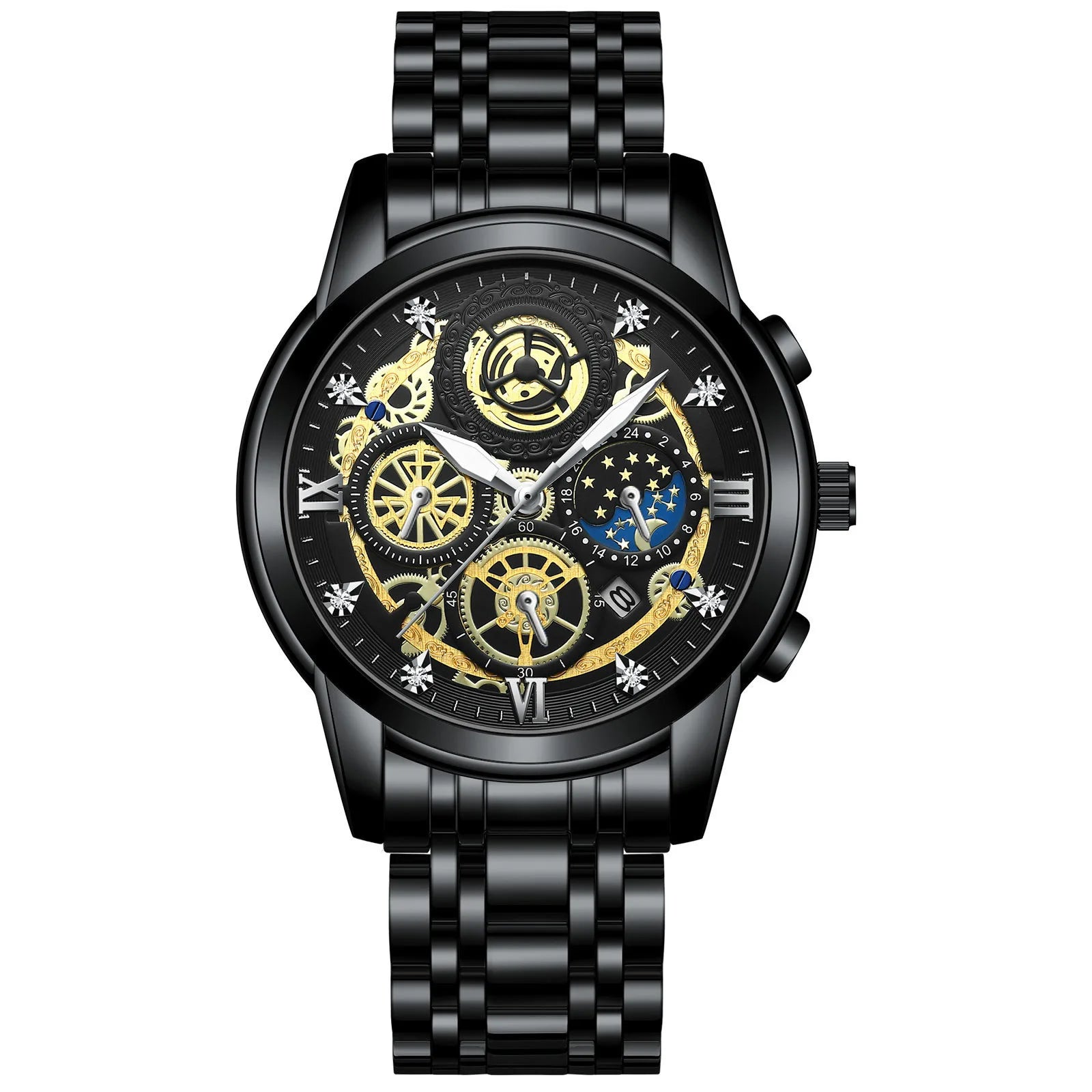 BINBOND Luxury Fashion Casual Quartz Men Watch Stainless Steel Strap Luxury Dial Luminous 30M Waterproof Business Men Wristwatch