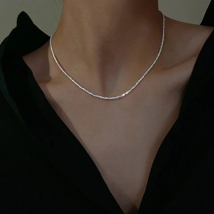 Popular Sparkling Necklace for Women Clavicle Chain Choker Silver Color Fashion Jewelry Accessories Wedding Party Birthday Gift