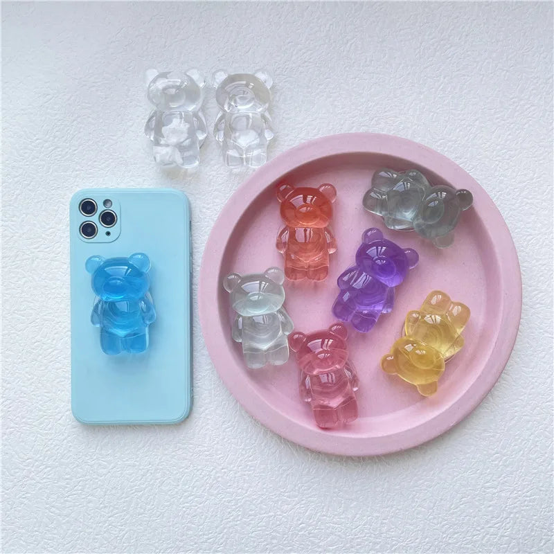 Korea Glitter Bear Cell Phone Holder Grip Tok Bracket for iPhone Samsung Xiaomi Foldable Car Folding Mobile Socket Stand