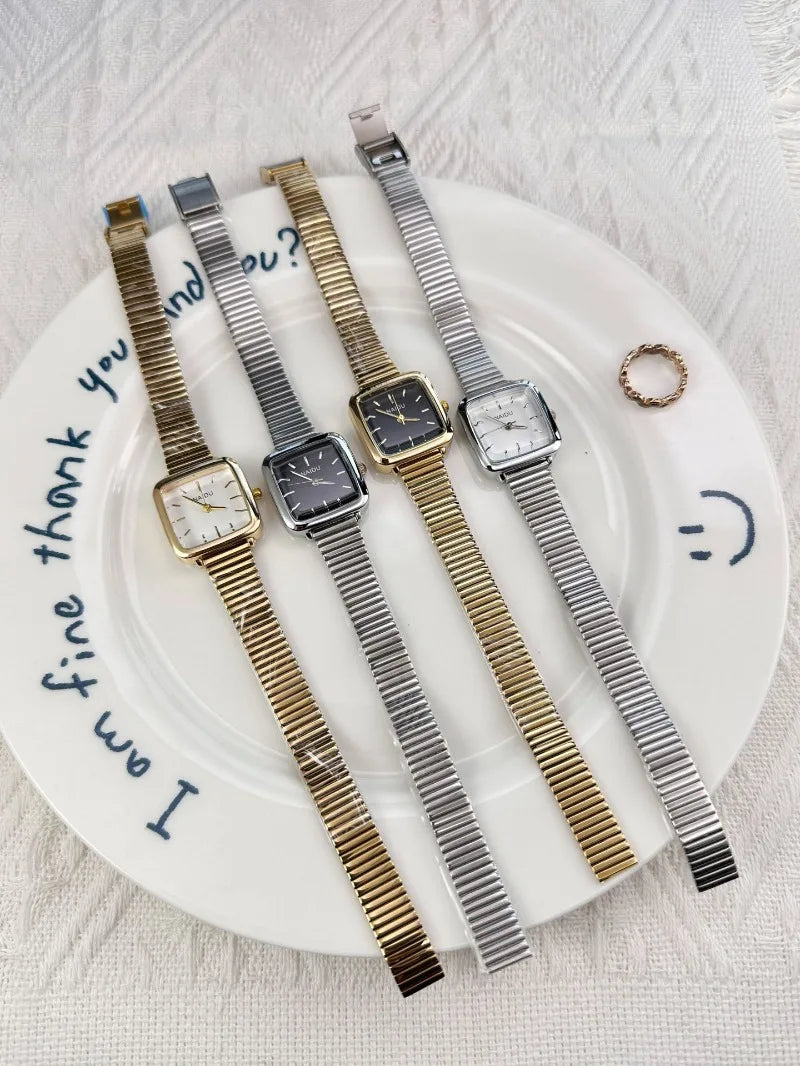 Retro Steel Strap Watch for Women Luxury Gift Square Quartz Watch Students Casual Ladies Wristwatch Dropshipping Reloj Mujer