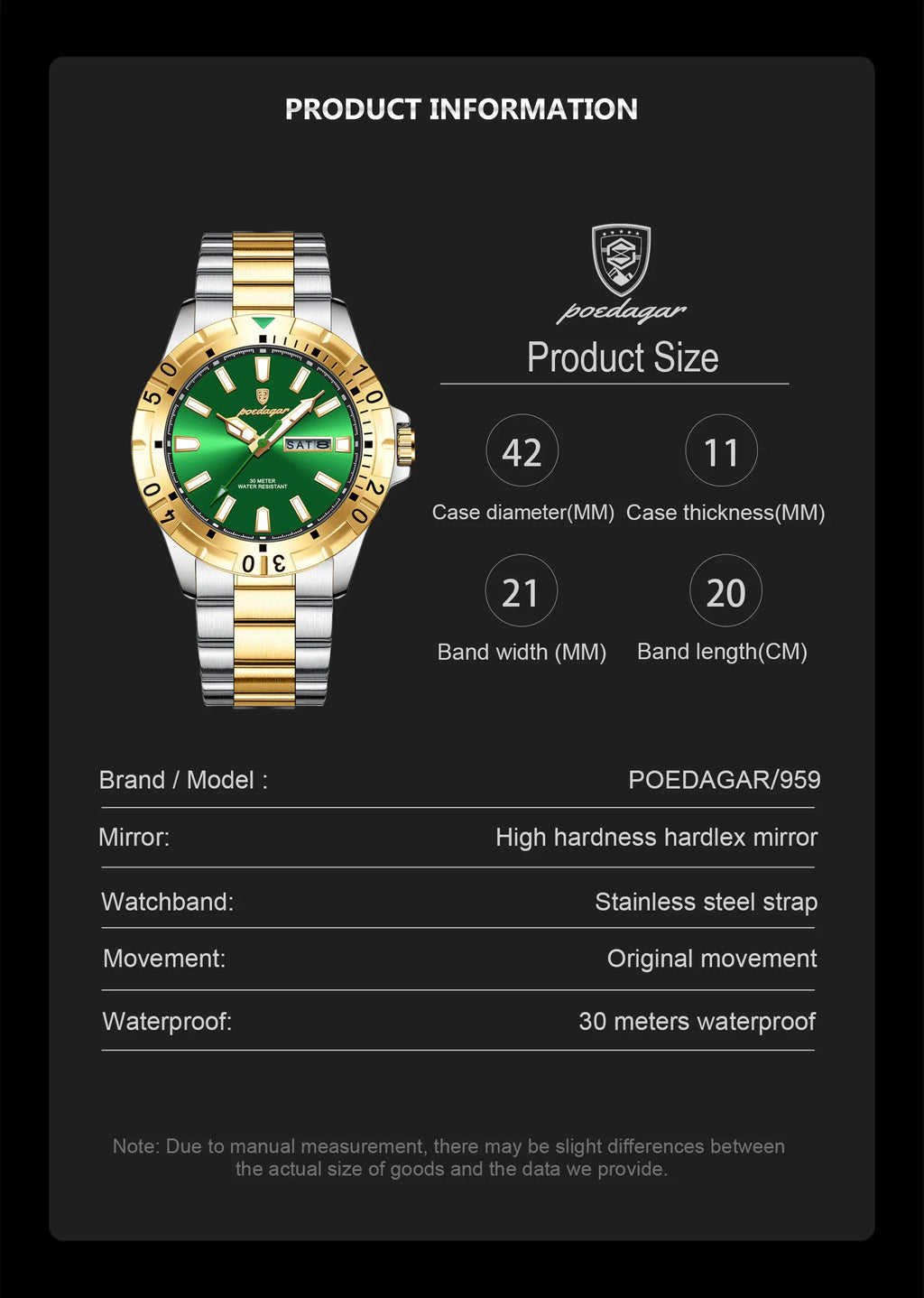 POEDAGAR Luxury Quartz Man Watch Waterproof Luminous Date Week Men Watch Military Stainless Steel Men's Watches Sport Male Clock