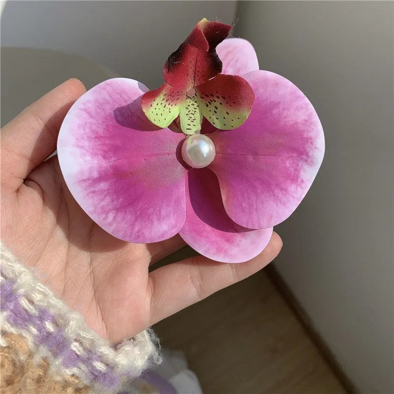 Phalaenopsis Pearl Hair Clip Flower Hairpin Orchid Butterfly Hairs Clip Hair Accessories Hair Styling Tools Bow Flower