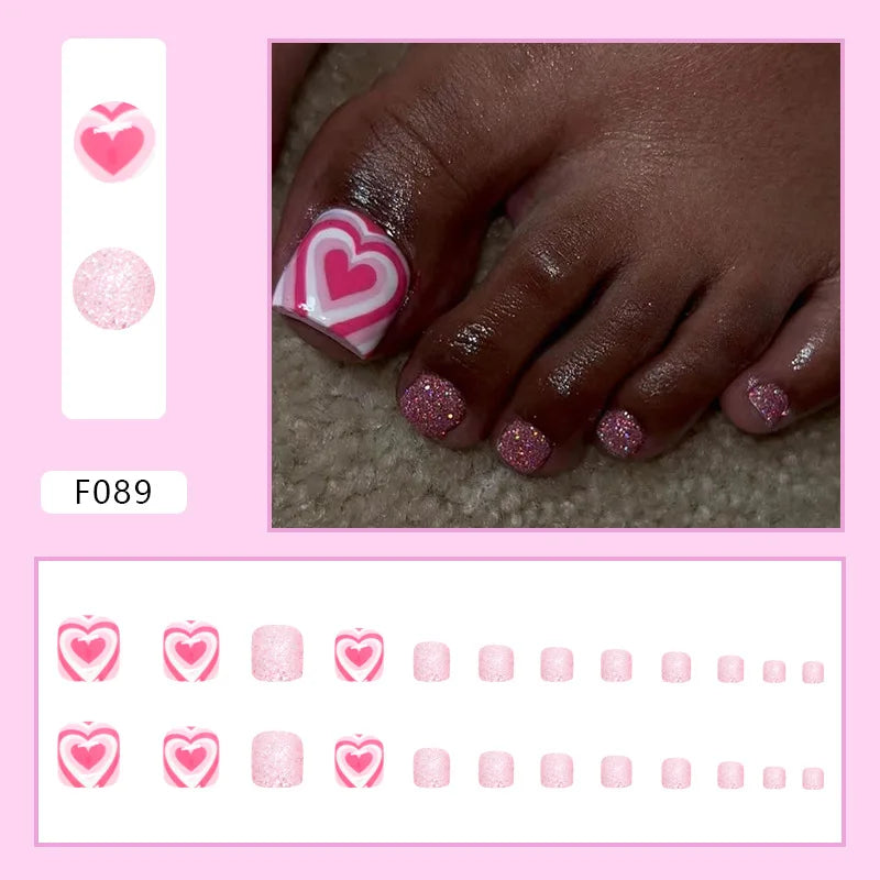 White French Press on Nails Fake Nails Tips with Sticker False Toenail Design Butterfly Lovely Girl False toenaile 1