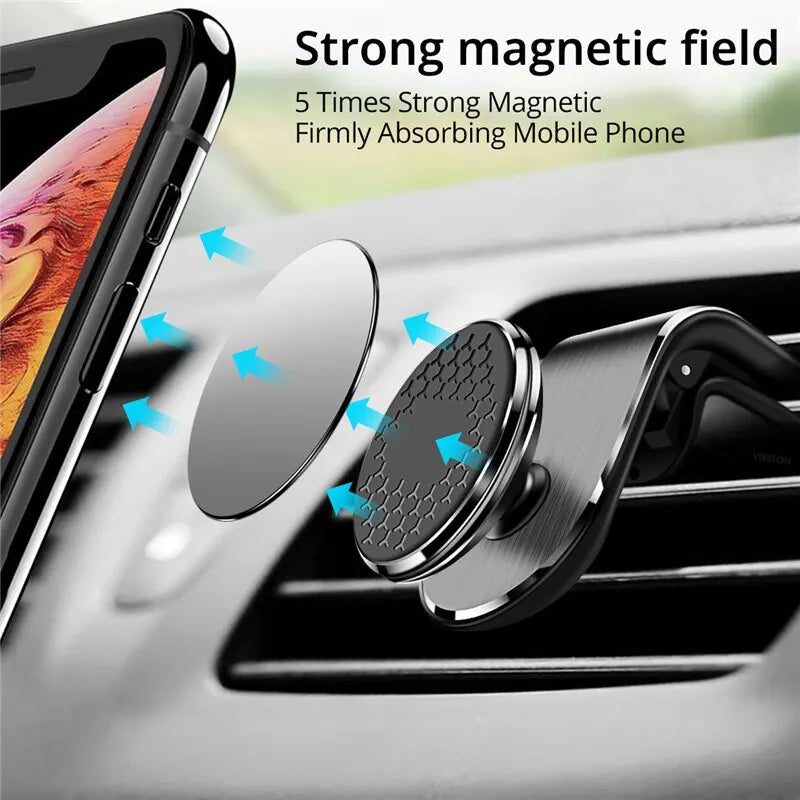 Metal Car Air Vent Magnetic 360° Rotatable Car Phone Holder Universal Mobile Phone Stand For IPhone 15 Samsung GPS Support Mount
