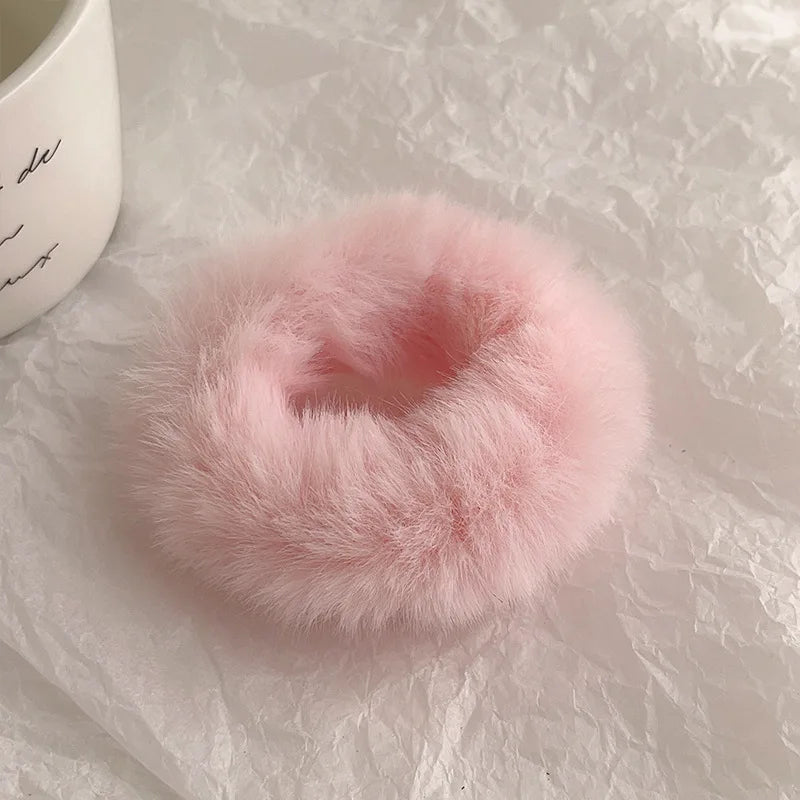 Autumn and Winter Plush Patch Bear Towel Ring Hair Tie Korean Style Hair Accessories Headband Thick High Elastic Hair Rope