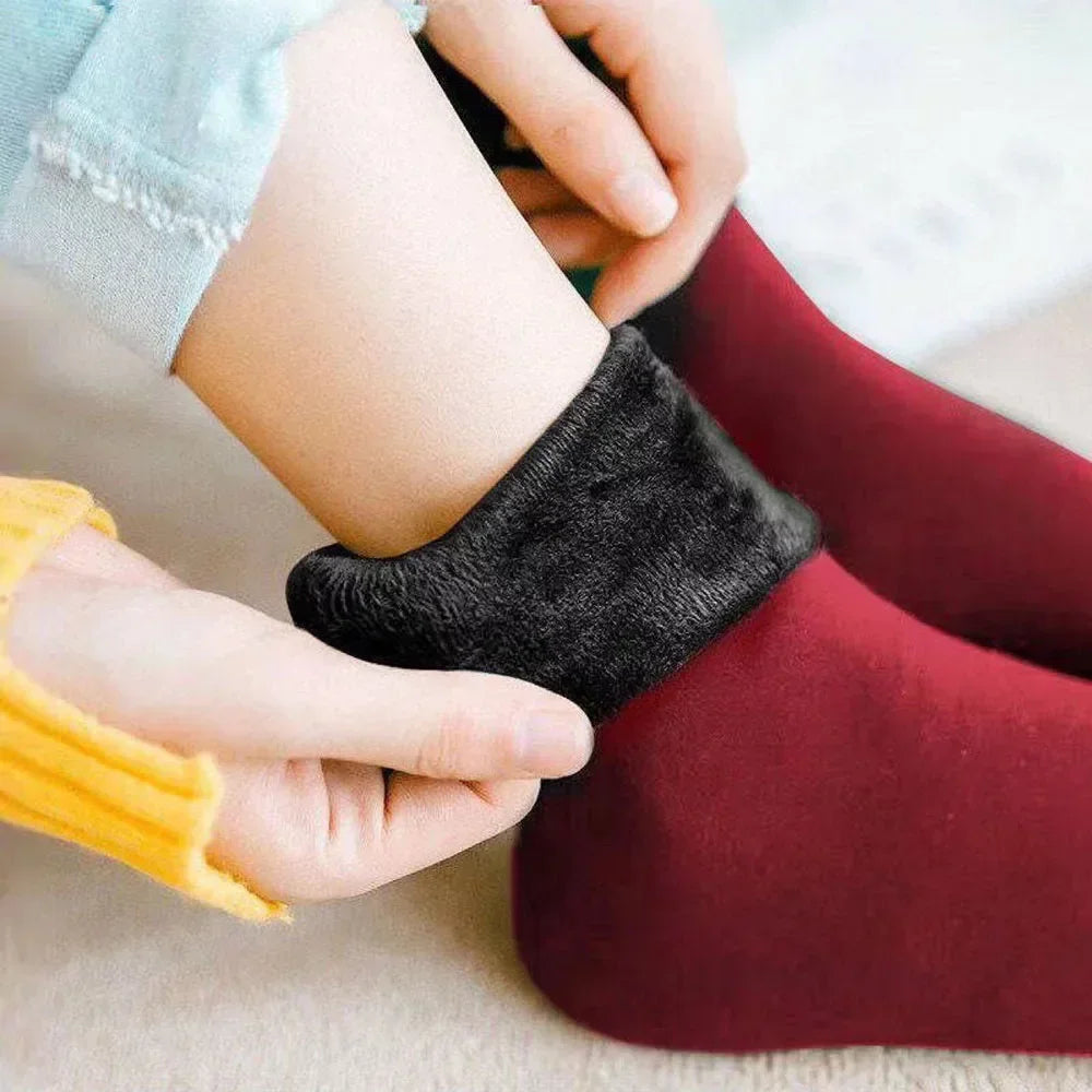 Female Winter Fleece Thick Warm Socks Soft Comfortable Solid Color Home Floor Thick Stocking Soft Boots Sleeping Socks