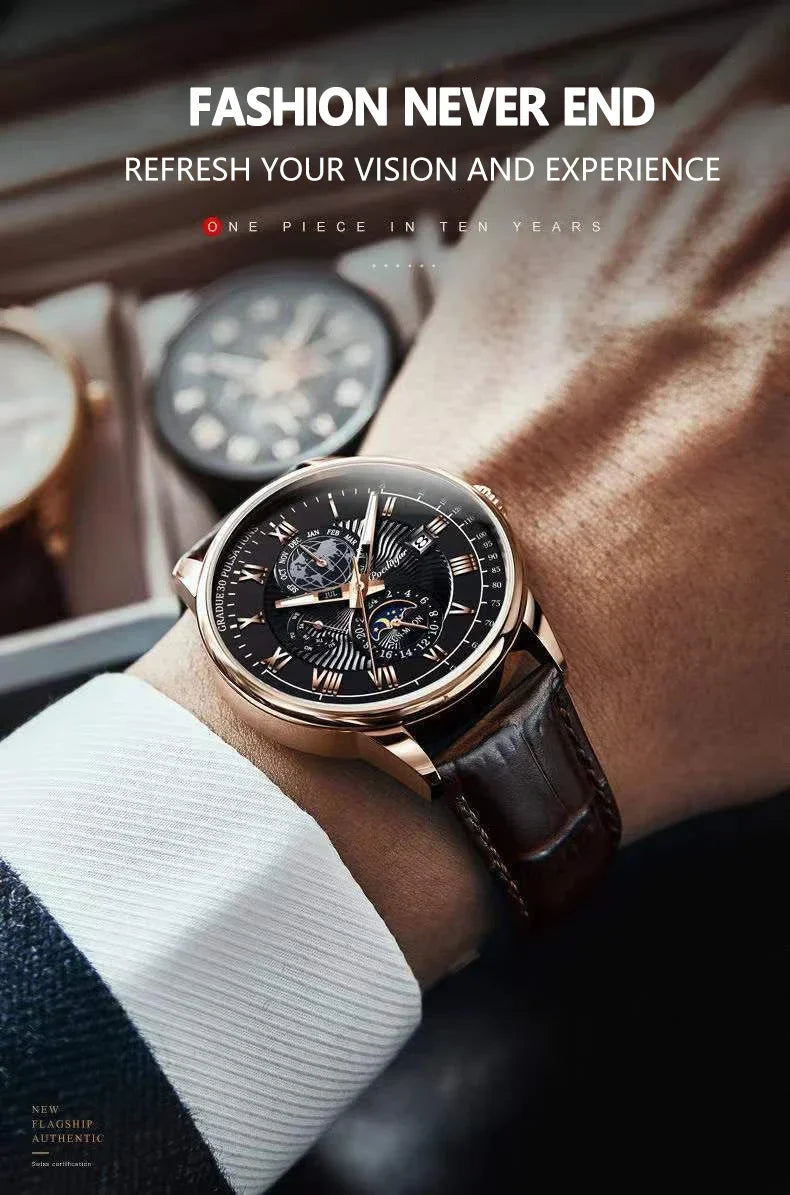 Men's Watch New Fashion Leather Waterproof Luminous Top Brand Luxury Mens Quartz Wristwatch Men Sport Casual Watches