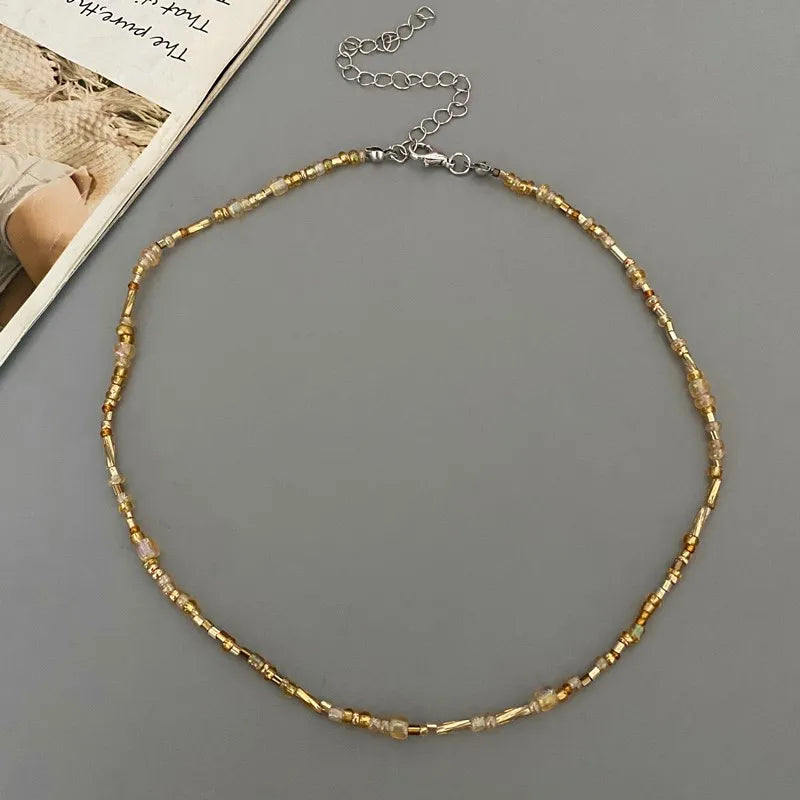 1 pc Irregualr Glasses Beads Choker Necklace for Women Fashion Trendy Popular Short Neck Jewelry Colorful Necklace  Wholesale
