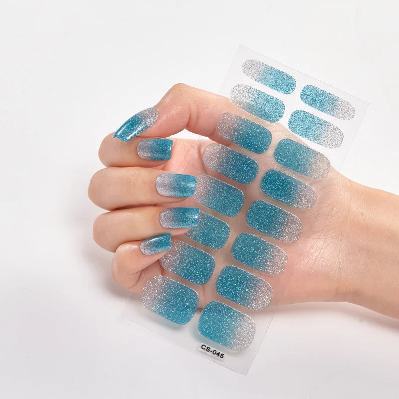 Baking Free Nail Stickers Wholesale Gradient glitter Nail Stickers Simple Waterproof Nail Sticker Full Color Solid Color Sticker