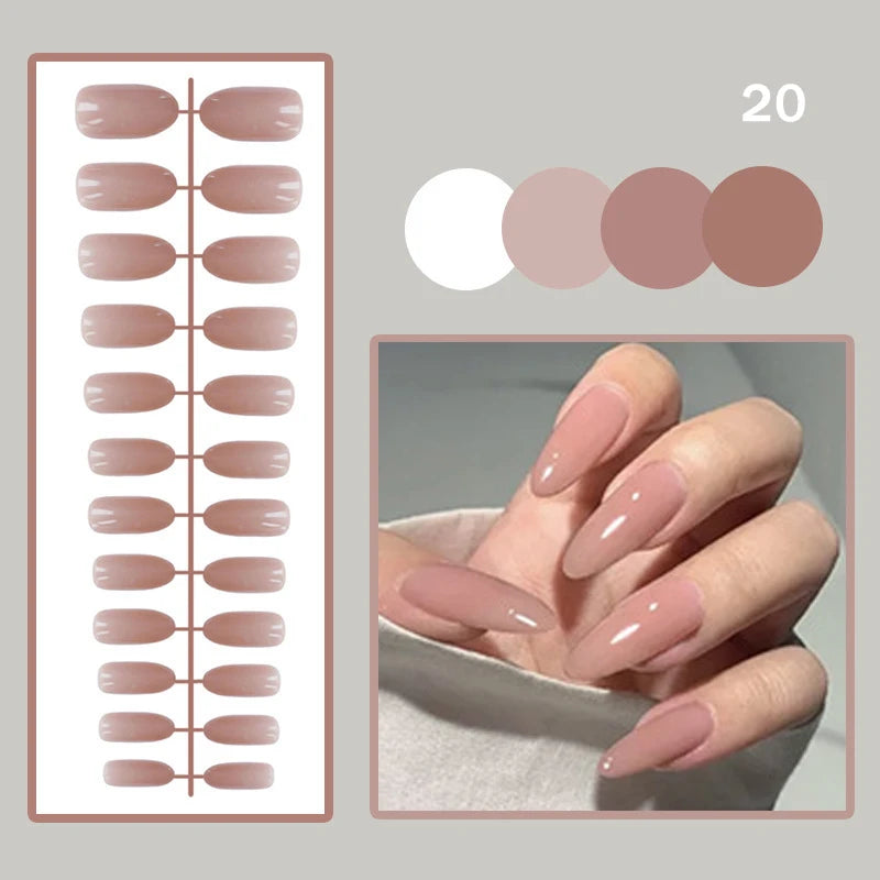 24pcs Short Matte Fake Nails For Women Cute Bride Red Blush French Tips Faux Ongles Press On False Nail Supplies No Jelly Glue