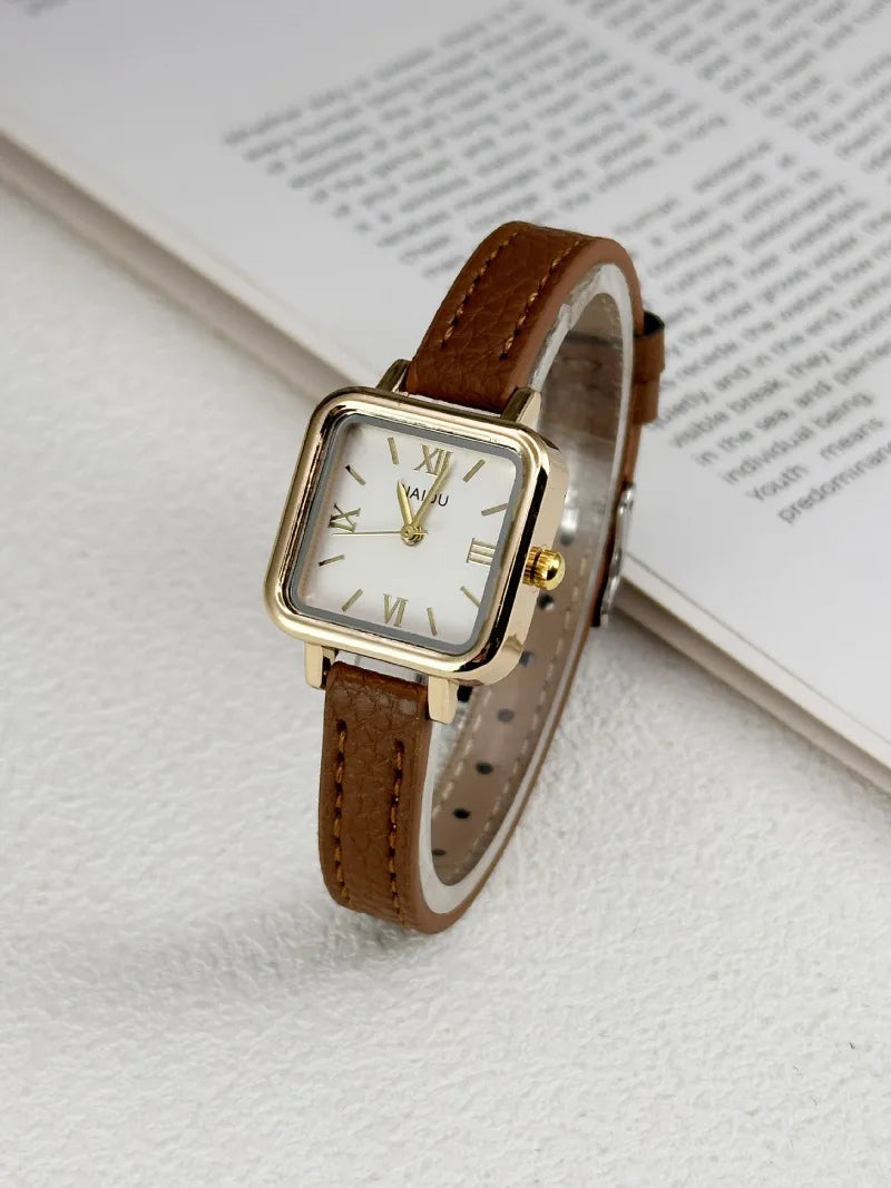 Vintage Small Square Watch Famous Brand Women Quartz Watch Luxury Gifts Ladies Clock Red Leather Strap Wristwatches Dropshipping
