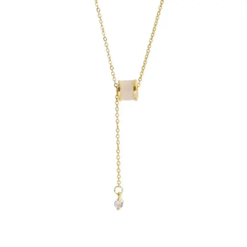 Round Bead Imitation Opal Short Chain Necklace Female Personality Simple Collarbone Chain Party Jewelry