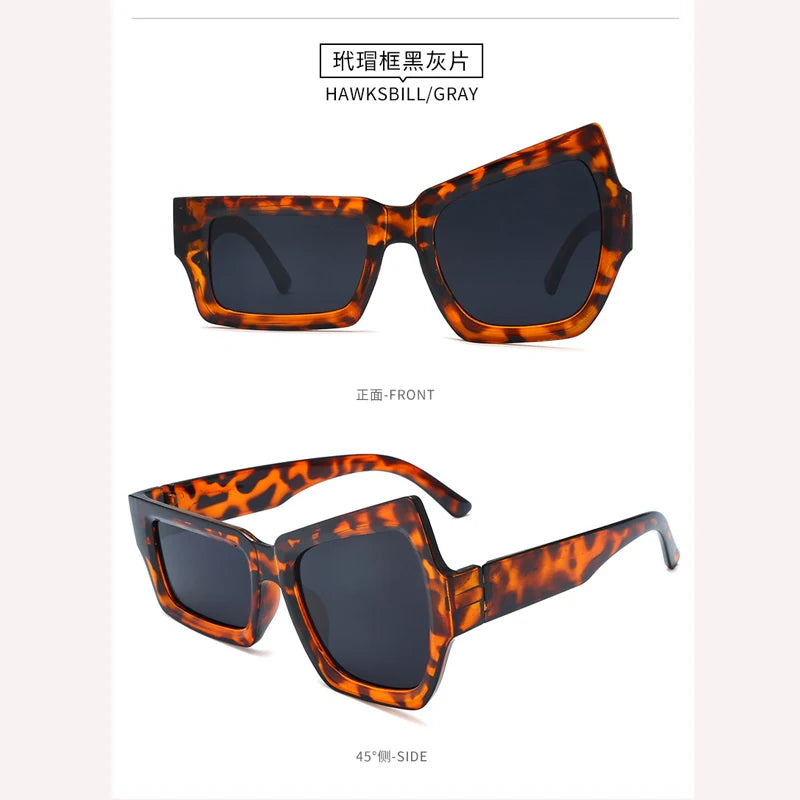 Funny Glasses With Raised Eyebrows on One Side Fashion Hip Hop Sunglasses Irregular Personality UV400 Sun glasses for Men Women
