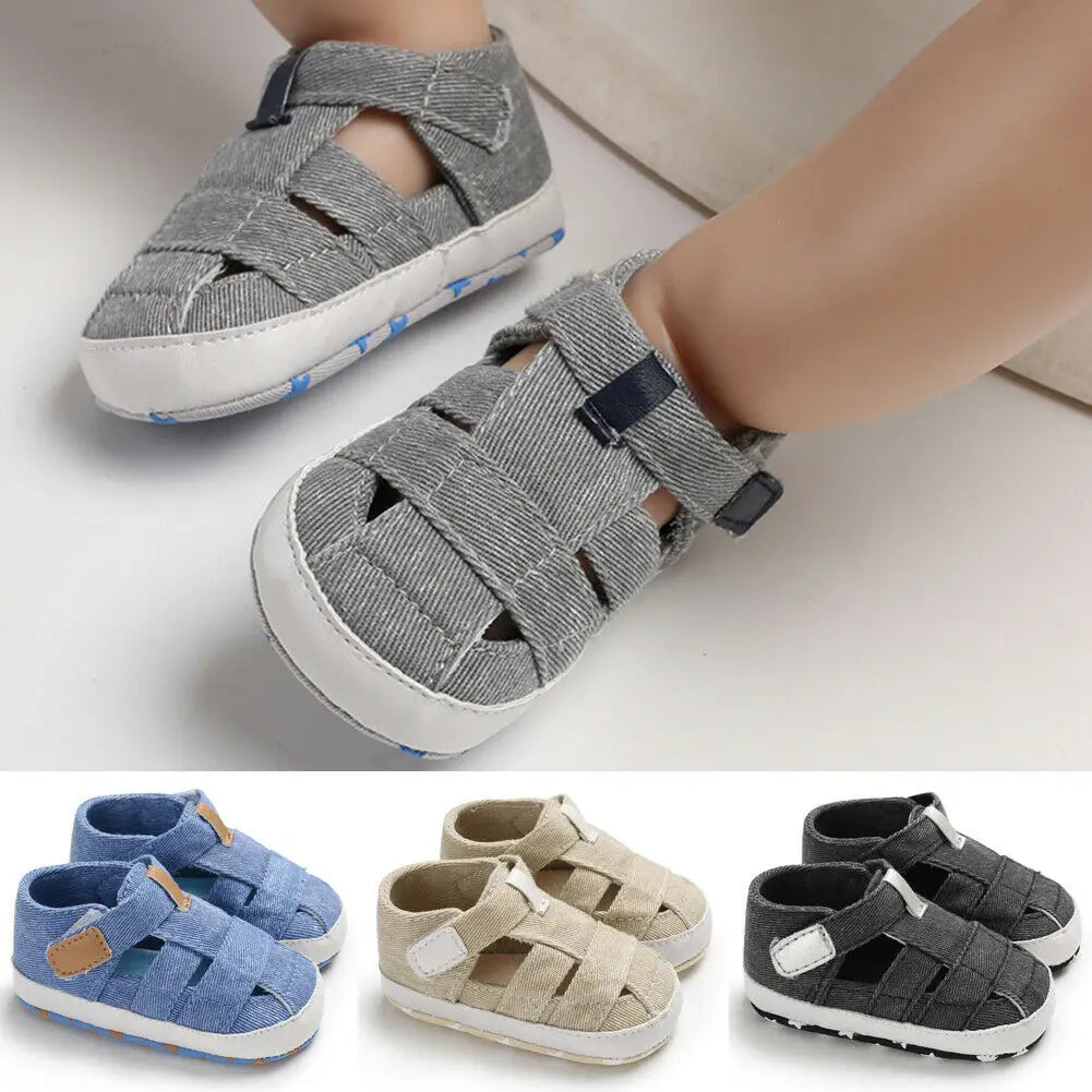 0-24montsh Infant Boys Canvas Shoes Moccasins Child Sandals Boys Summer Sandals Sneakers For Baby Boys Solid Black Sandals