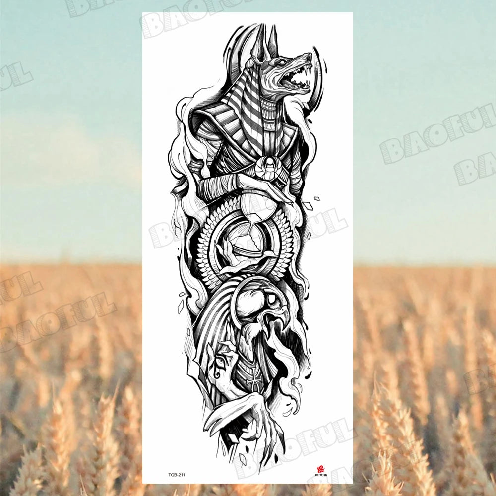 Arm Sleeve Temporary Tattoos For Women Men Realistic Wolf Lion Rosette War Maori Flower Fake Tattoo Stickers Sexy Thigh Tatoos