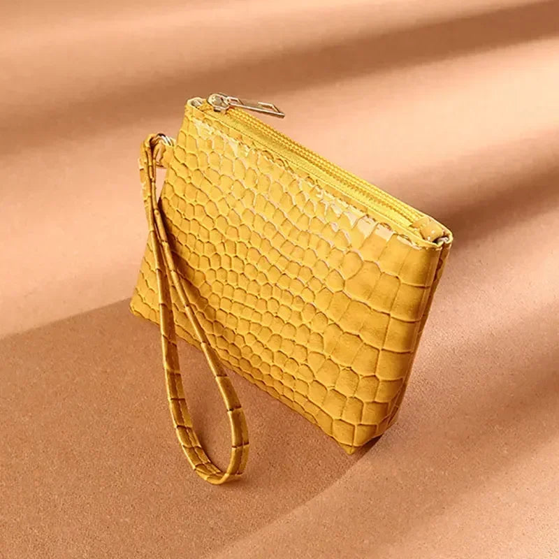 Litchi Pattern Retro Wallet Small Bag  Coin Purse Mini Wallet Female Pu Leather Card Holder Solid Color