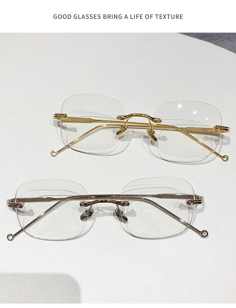 Unisex Fashion  Anti Blue Light Glasses Clear Glasses Computer Glasses YIBO Style Rimless Eyeglasses Plain Eyewear Face Decor