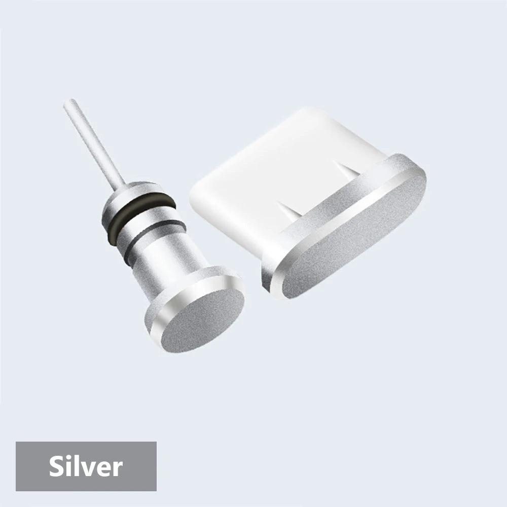 Metal Type C Dust Plug 3.5mm Earphone Jack Sim Card Pin Port Anti-dust Plug Cover Cap for Samsung Huawei Xiaomi iPhone Dust Plug