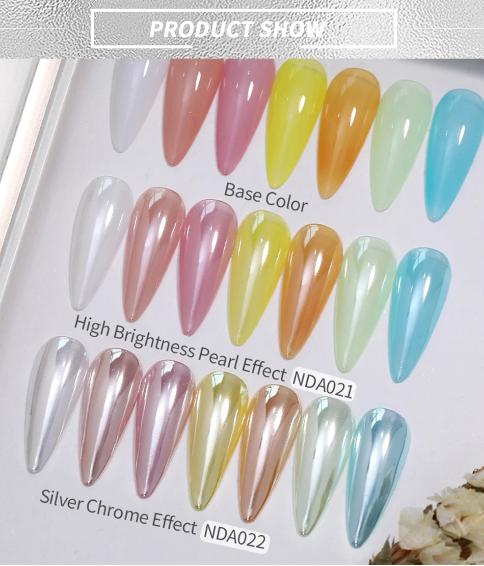 NICOLE DIARY Bright White Pearl Nail Powder Moonlight Plating Mirror Aurora Effect Pigments UV Gel Polish Chrome Dust Nail Decor