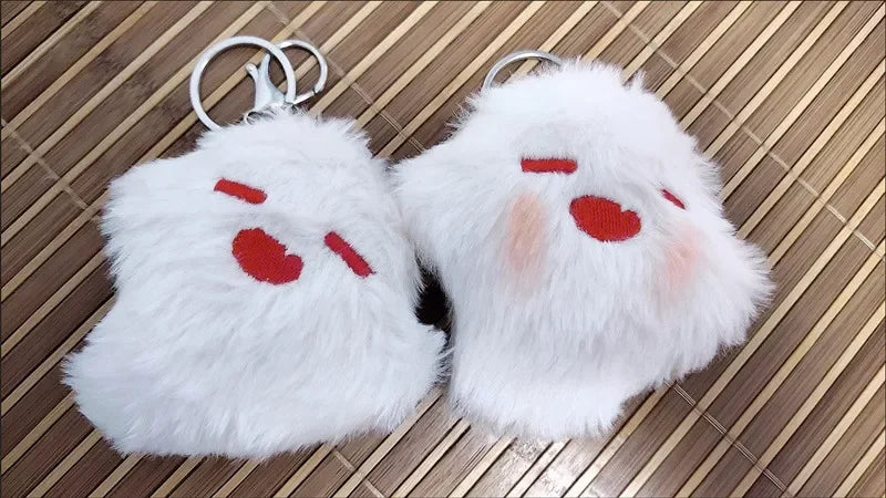 Game Genshin Hu Tao Ghost Cosplay Keychain Cute Plush Stuffed Doll Key Chain Fluffy Soft Pendant Keyring Bag Accessories