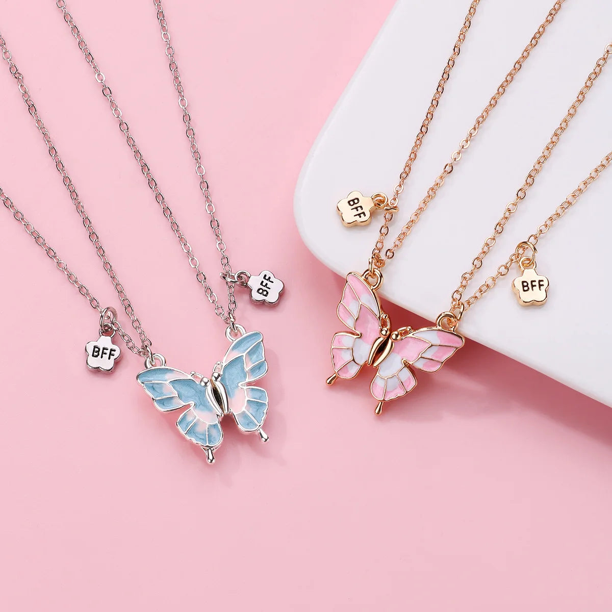 Best Friends Pendant Necklace For Woman Girls Magnetism Sequin Couple Crystal Chain Choke BFF Friendship Forever Jewelry Gift