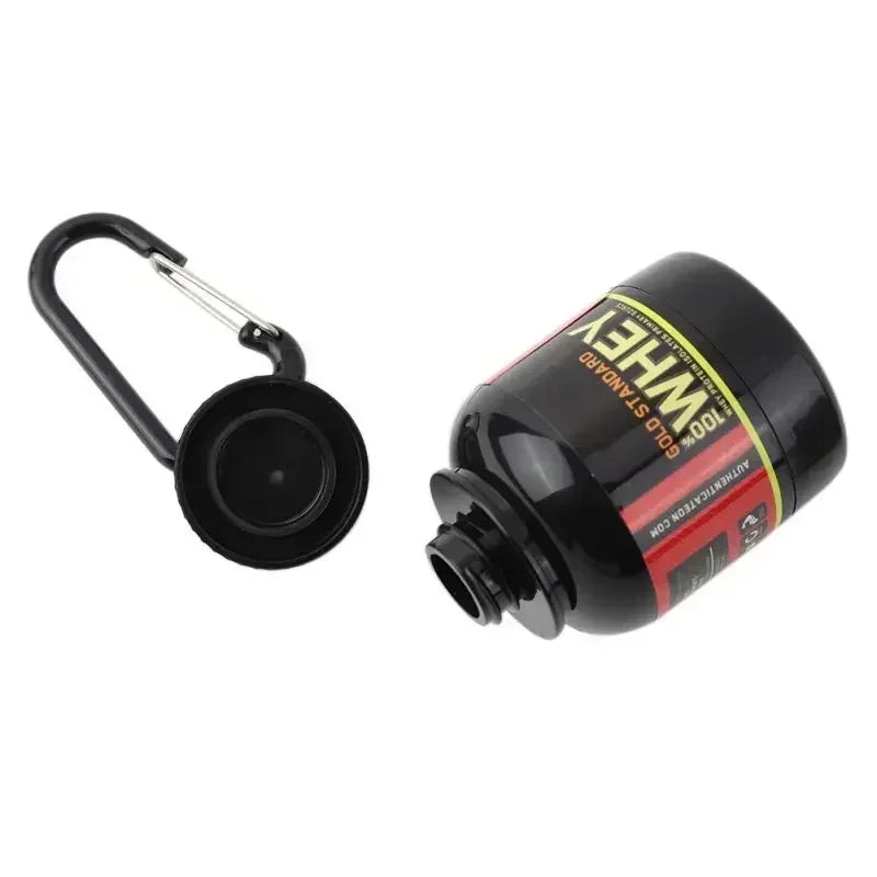 Portable Mini Protein Powder Bottle with Keychain Health Funnel Medicine Box Container Small Cup Outdoor Sport Storage
