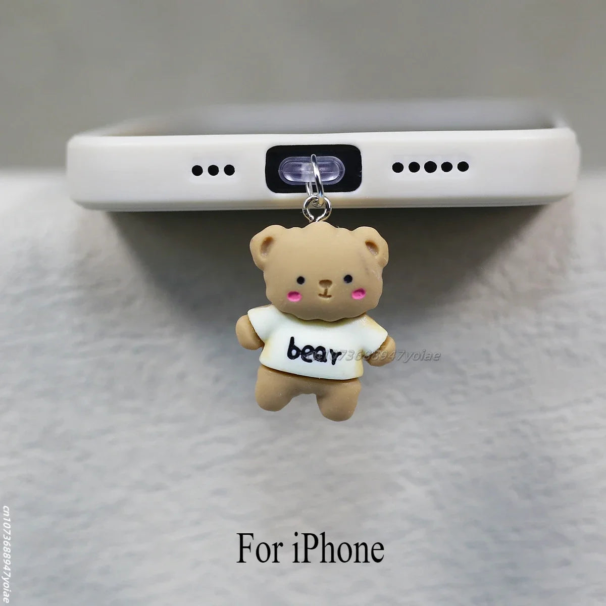 Love Frog Phone Dust Stopper Cute Bear Decorative Pendant DIY Pendant for iPhone/Xiaomi/Type-C Interface Phone Accessories