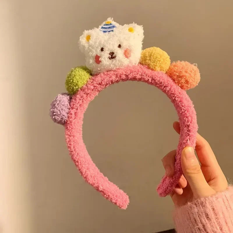 2024 Cute Plush headbands For Women Bear Hairbands girls makeup headband Wash face head band  Non-slip Flower hair Hoop Headwear