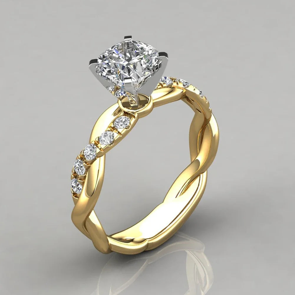 Classic Matching Wedding Rings Female Women's Engagement Rings With Zircon Crystal Stone Jewelry Accessories Wedding Day Gift