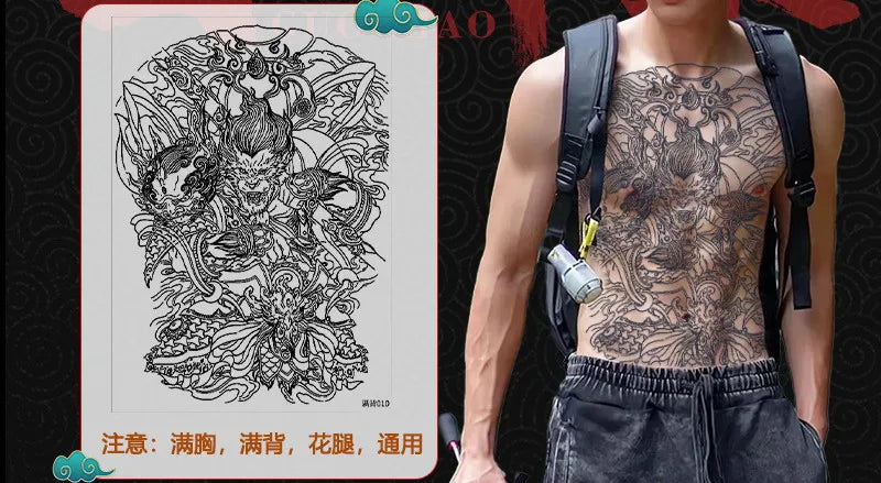 Angel Wings God Tattoo Stickers Realistic Juice Ink Semi Permanent Full Back Body Tattoo Temporary Lasting 2 Weeks Men Adult