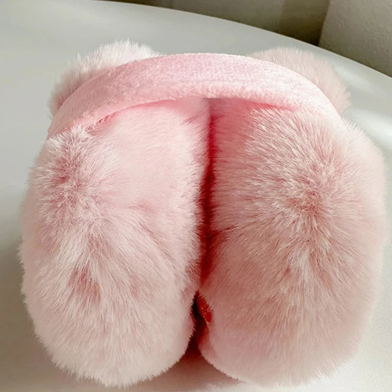 Furry Earmuffs Sequins Stars Pattern Winter Warm Earmuffs Foldable Plush Ear Muffs Women Outdoor Skiing Ear Warmer Earflap Lady