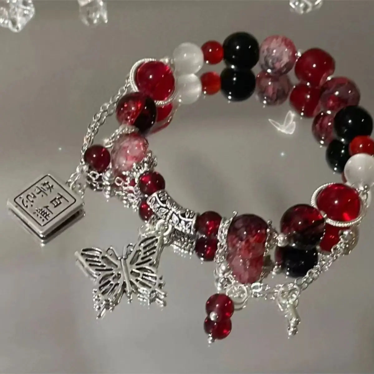 Chinese Style Tassel Beaded Bracelet for Women Retro Butterfly Pendant Charm Bracelets Temperament Bangles Fashion Jewelry Gift