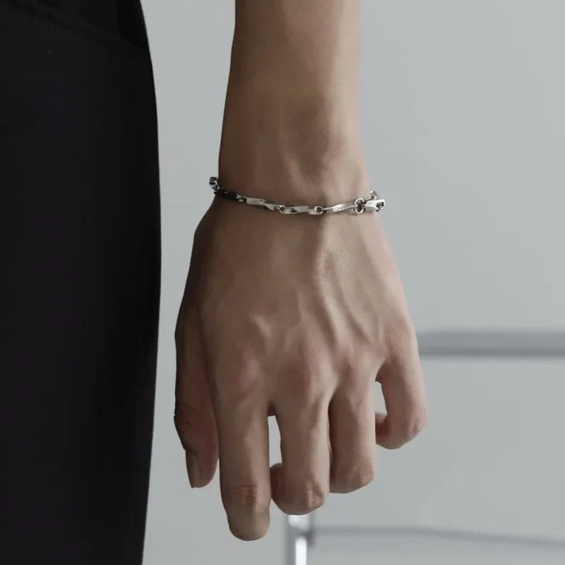 Stainless Steel Men Charm Bracelet Punk Vintage Twisted Woven Bangles for Women Fashion Casual Bracelets Bangle Chains Jewelry