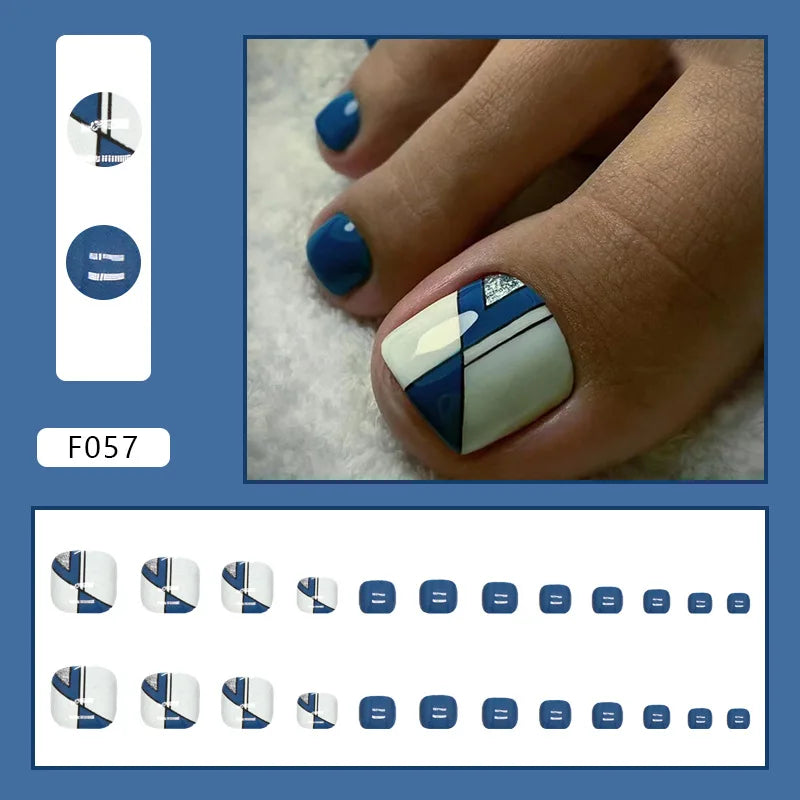 White French Press on Nails Fake Nails Tips with Sticker False Toenail Design Butterfly Lovely Girl False toenaile 1