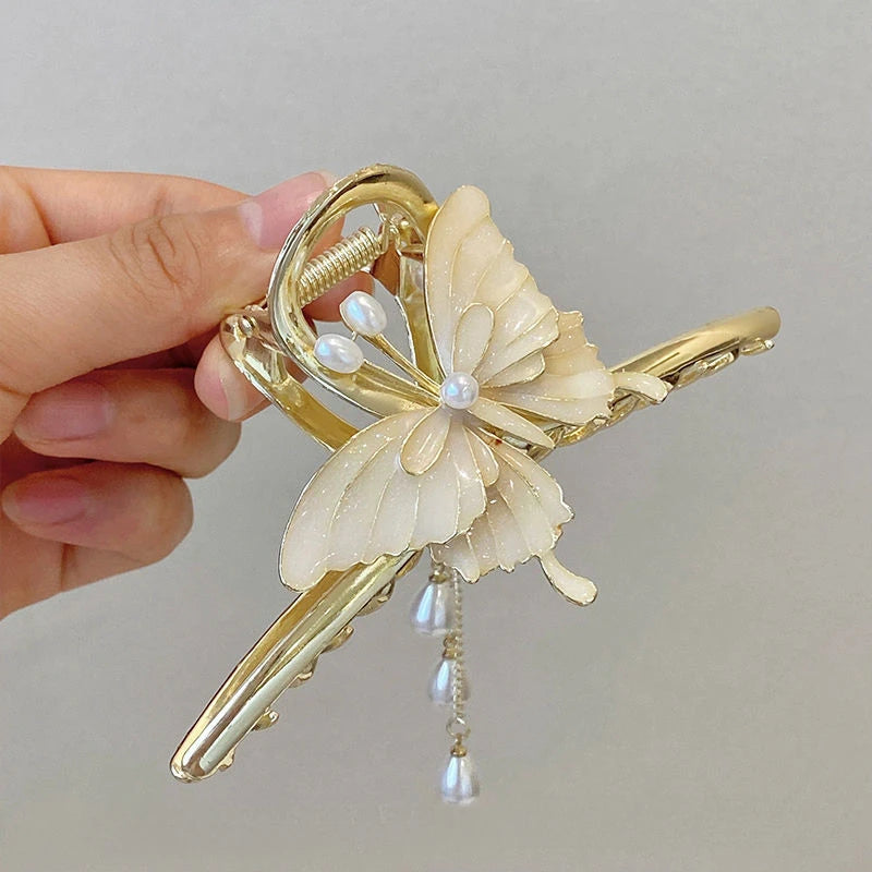 Pearl Flower Tassel Hair Claw for Women Cute Sweet Hair Clip Girls Fashion Elegance Headdress Korean Exquisite Hair Accessoires