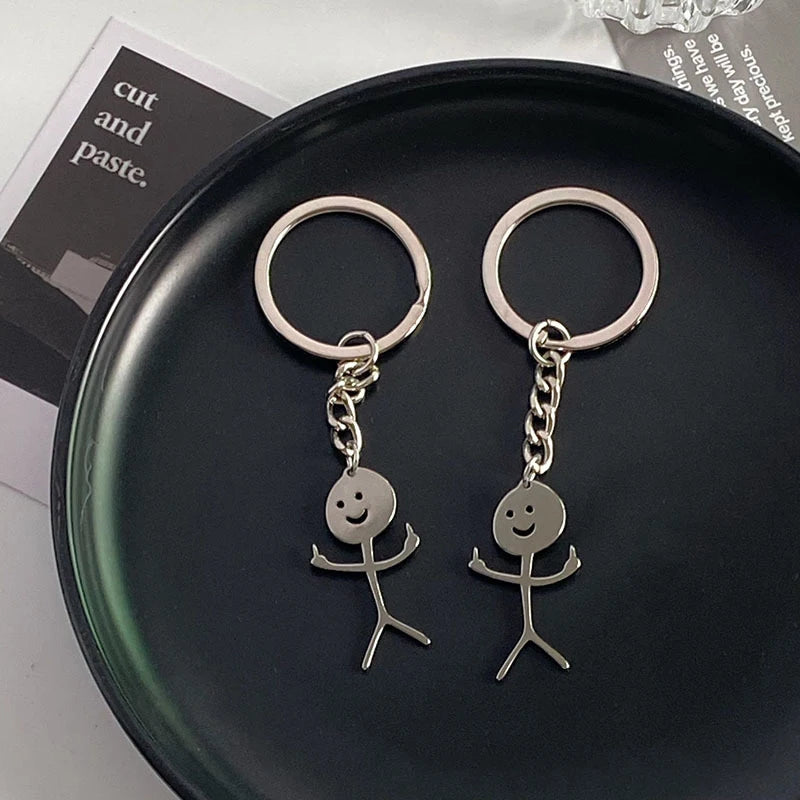 1PC Interesting Match People Than Heart Middle Finger Couple Keychain Car Personality Cute Funny Student Car Pendant Accessories