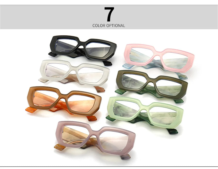 New Fashion Colorful Square Women Glasses Frame Clear Anti Blue Light Spring Hinge Wide Legs Eyewear Men Optical Polygon Frame