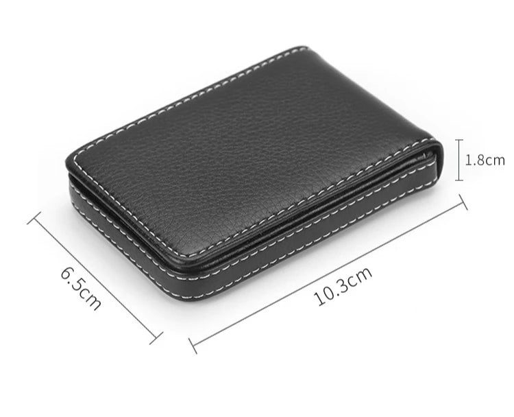 Sized Stitched PU Leather Credit Card Holder Visiting Business Card Case Wallet with Magnetic Shut for Men & Women